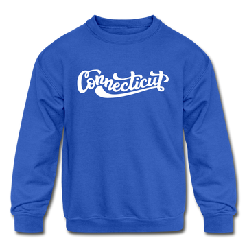 Connecticut Youth Sweatshirt - Hand Lettered Youth Connecticut Crewneck Sweatshirt - royal blue