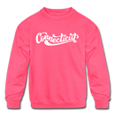 Connecticut Youth Sweatshirt - Hand Lettered Youth Connecticut Crewneck Sweatshirt - neon pink