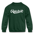Connecticut Youth Sweatshirt - Hand Lettered Youth Connecticut Crewneck Sweatshirt - forest green