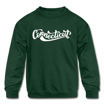 Connecticut Youth Sweatshirt - Hand Lettered Youth Connecticut Crewneck Sweatshirt - forest green
