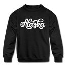 Alaska Youth Sweatshirt - Hand Lettered Youth Alaska Crewneck Sweatshirt - black