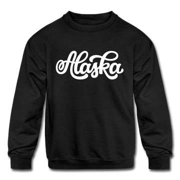 Alaska Youth Sweatshirt - Hand Lettered Youth Alaska Crewneck Sweatshirt - black