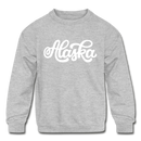 Alaska Youth Sweatshirt - Hand Lettered Youth Alaska Crewneck Sweatshirt - heather gray