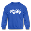 Alaska Youth Sweatshirt - Hand Lettered Youth Alaska Crewneck Sweatshirt - royal blue