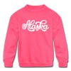 Alaska Youth Sweatshirt - Hand Lettered Youth Alaska Crewneck Sweatshirt - neon pink