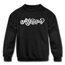 Arkansas Youth Sweatshirt - Hand Lettered Youth Arkansas Crewneck Sweatshirt - black