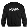 Arkansas Youth Sweatshirt - Hand Lettered Youth Arkansas Crewneck Sweatshirt - black
