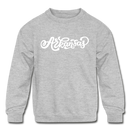 Arkansas Youth Sweatshirt - Hand Lettered Youth Arkansas Crewneck Sweatshirt - heather gray