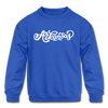 Arkansas Youth Sweatshirt - Hand Lettered Youth Arkansas Crewneck Sweatshirt - royal blue
