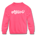 Arkansas Youth Sweatshirt - Hand Lettered Youth Arkansas Crewneck Sweatshirt - neon pink