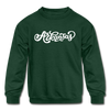 Arkansas Youth Sweatshirt - Hand Lettered Youth Arkansas Crewneck Sweatshirt - forest green