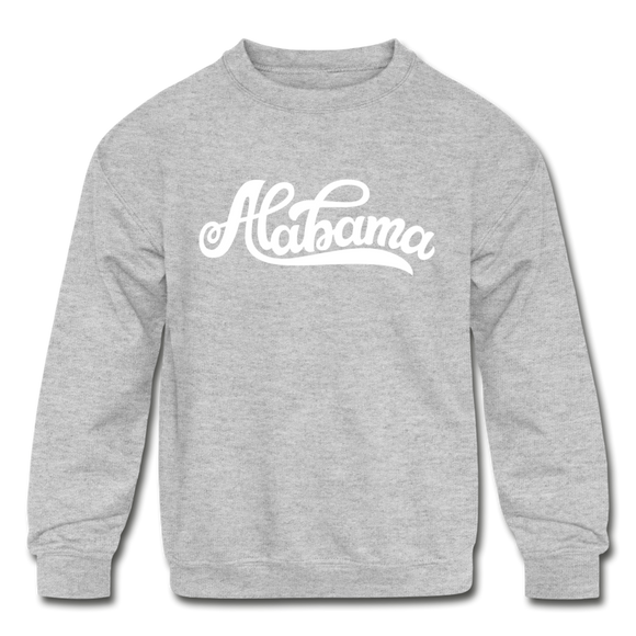 Alabama Youth Sweatshirt - Hand Lettered Youth Alabama Crewneck Sweatshirt - heather gray