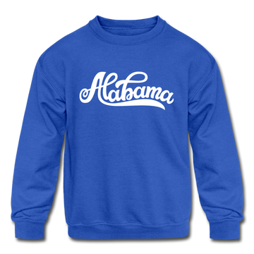 Alabama Youth Sweatshirt - Hand Lettered Youth Alabama Crewneck Sweatshirt - royal blue