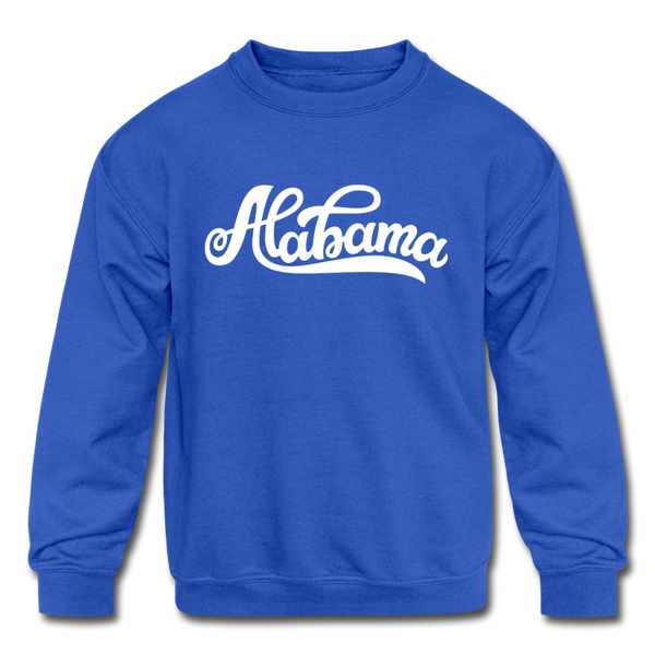 Alabama Youth Sweatshirt - Hand Lettered Youth Alabama Crewneck Sweatshirt - royal blue