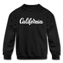 California Youth Sweatshirt - Hand Lettered Youth California Crewneck Sweatshirt - black