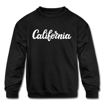 California Youth Sweatshirt - Hand Lettered Youth California Crewneck Sweatshirt - black