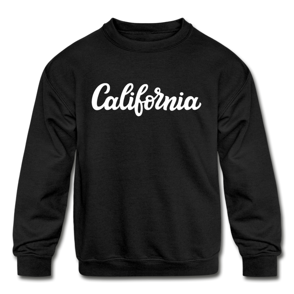 California Youth Sweatshirt - Hand Lettered Youth California Crewneck Sweatshirt - black