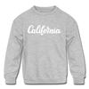 California Youth Sweatshirt - Hand Lettered Youth California Crewneck Sweatshirt - heather gray