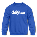 California Youth Sweatshirt - Hand Lettered Youth California Crewneck Sweatshirt - royal blue