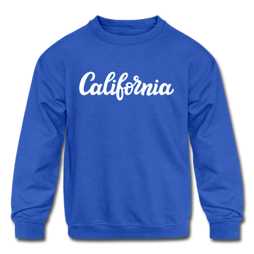 California Youth Sweatshirt - Hand Lettered Youth California Crewneck Sweatshirt - royal blue