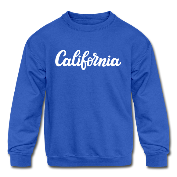 California Youth Sweatshirt - Hand Lettered Youth California Crewneck Sweatshirt - royal blue