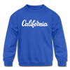 California Youth Sweatshirt - Hand Lettered Youth California Crewneck Sweatshirt - royal blue