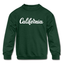 California Youth Sweatshirt - Hand Lettered Youth California Crewneck Sweatshirt - forest green