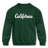 California Youth Sweatshirt - Hand Lettered Youth California Crewneck Sweatshirt - forest green