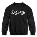 Delaware Youth Sweatshirt - Hand Lettered Youth Delaware Crewneck Sweatshirt - black