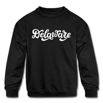 Delaware Youth Sweatshirt - Hand Lettered Youth Delaware Crewneck Sweatshirt - black