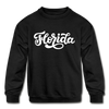 Florida Youth Sweatshirt - Hand Lettered Youth Florida Crewneck Sweatshirt - black