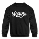 Florida Youth Sweatshirt - Hand Lettered Youth Florida Crewneck Sweatshirt - black
