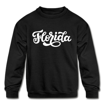 Florida Youth Sweatshirt - Hand Lettered Youth Florida Crewneck Sweatshirt - black