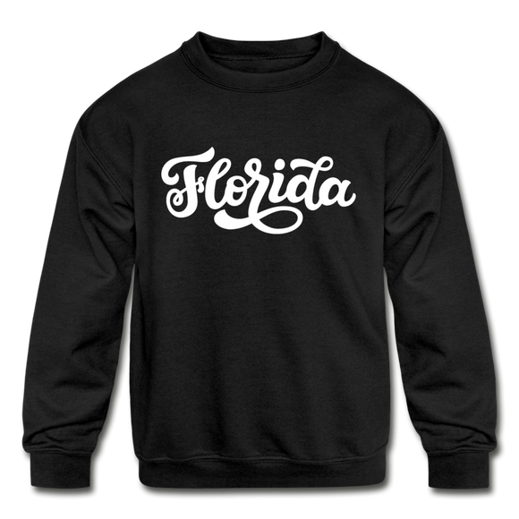Florida Youth Sweatshirt - Hand Lettered Youth Florida Crewneck Sweatshirt - black