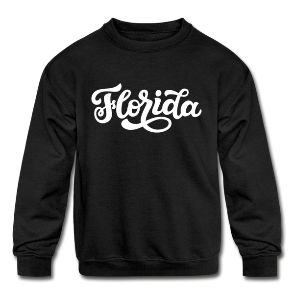 Florida Youth Sweatshirt - Hand Lettered Youth Florida Crewneck Sweatshirt - black