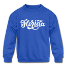 Florida Youth Sweatshirt - Hand Lettered Youth Florida Crewneck Sweatshirt - royal blue