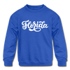 Florida Youth Sweatshirt - Hand Lettered Youth Florida Crewneck Sweatshirt - royal blue