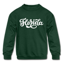 Florida Youth Sweatshirt - Hand Lettered Youth Florida Crewneck Sweatshirt - forest green