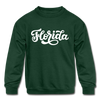 Florida Youth Sweatshirt - Hand Lettered Youth Florida Crewneck Sweatshirt - forest green
