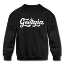Georgia Youth Sweatshirt - Hand Lettered Youth Georgia Crewneck Sweatshirt - black