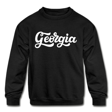 Georgia Youth Sweatshirt - Hand Lettered Youth Georgia Crewneck Sweatshirt - black