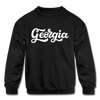 Georgia Youth Sweatshirt - Hand Lettered Youth Georgia Crewneck Sweatshirt - black