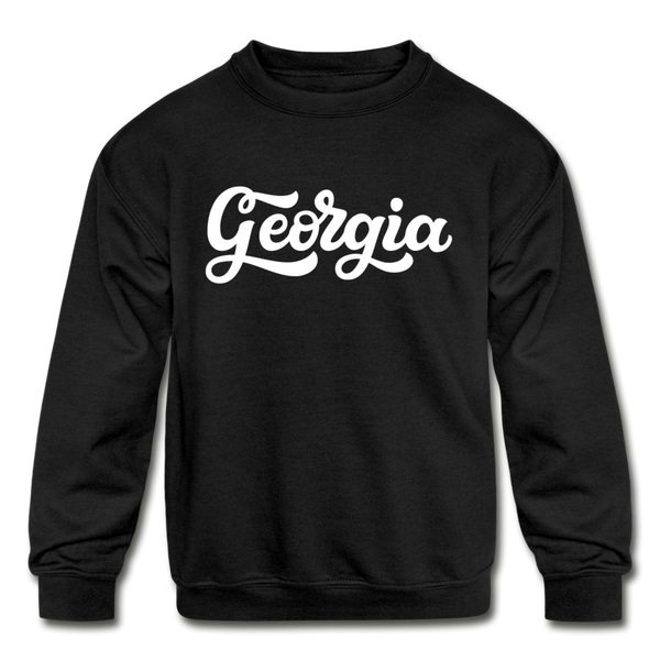 Georgia Youth Sweatshirt - Hand Lettered Youth Georgia Crewneck Sweatshirt - black