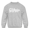 Georgia Youth Sweatshirt - Hand Lettered Youth Georgia Crewneck Sweatshirt - heather gray