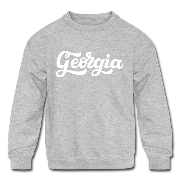 Georgia Youth Sweatshirt - Hand Lettered Youth Georgia Crewneck Sweatshirt - heather gray