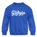Georgia Youth Sweatshirt - Hand Lettered Youth Georgia Crewneck Sweatshirt - royal blue