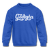 Georgia Youth Sweatshirt - Hand Lettered Youth Georgia Crewneck Sweatshirt - royal blue
