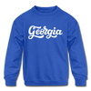 Georgia Youth Sweatshirt - Hand Lettered Youth Georgia Crewneck Sweatshirt - royal blue