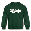 Georgia Youth Sweatshirt - Hand Lettered Youth Georgia Crewneck Sweatshirt - forest green