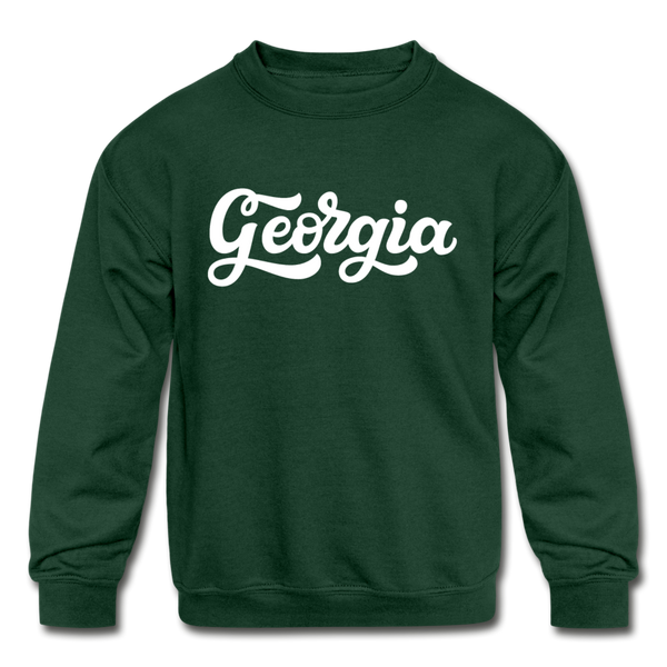 Georgia Youth Sweatshirt - Hand Lettered Youth Georgia Crewneck Sweatshirt - forest green